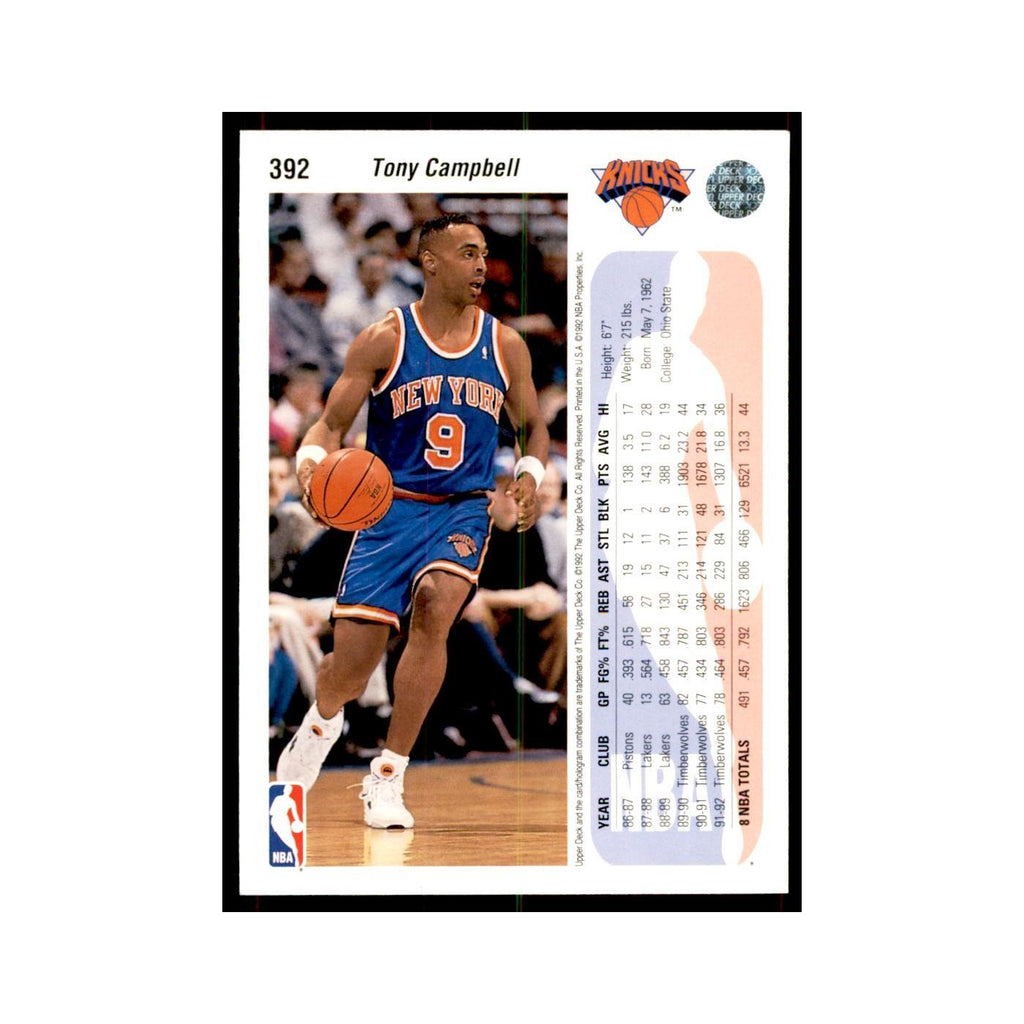 1992 Upper Deck Tony Campbell Basketball Cards #392