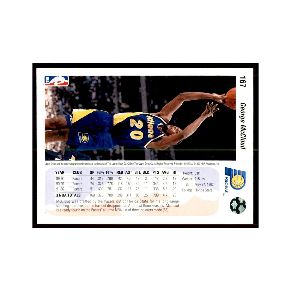 1992 Upper Deck George McCloud Basketball Cards #167