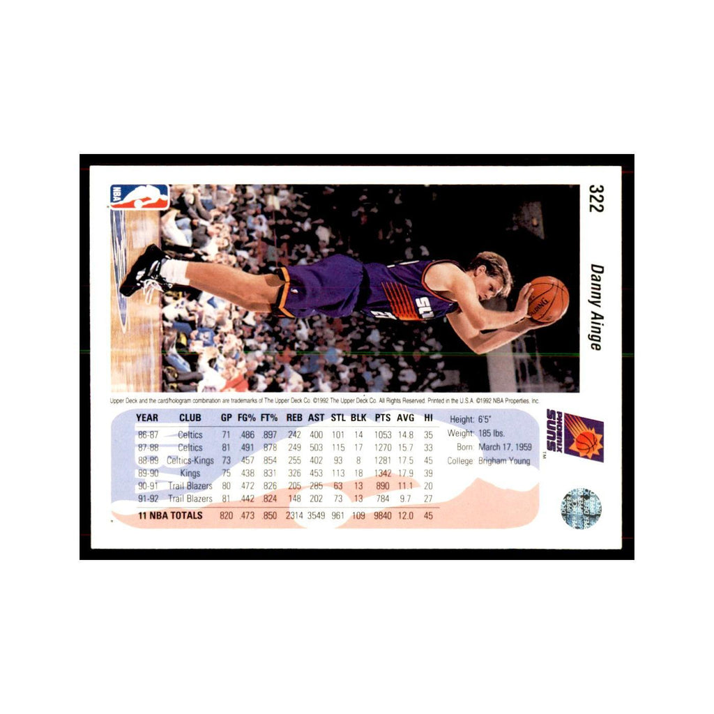 1992 Upper Deck Danny Ainge Basketball Cards #322