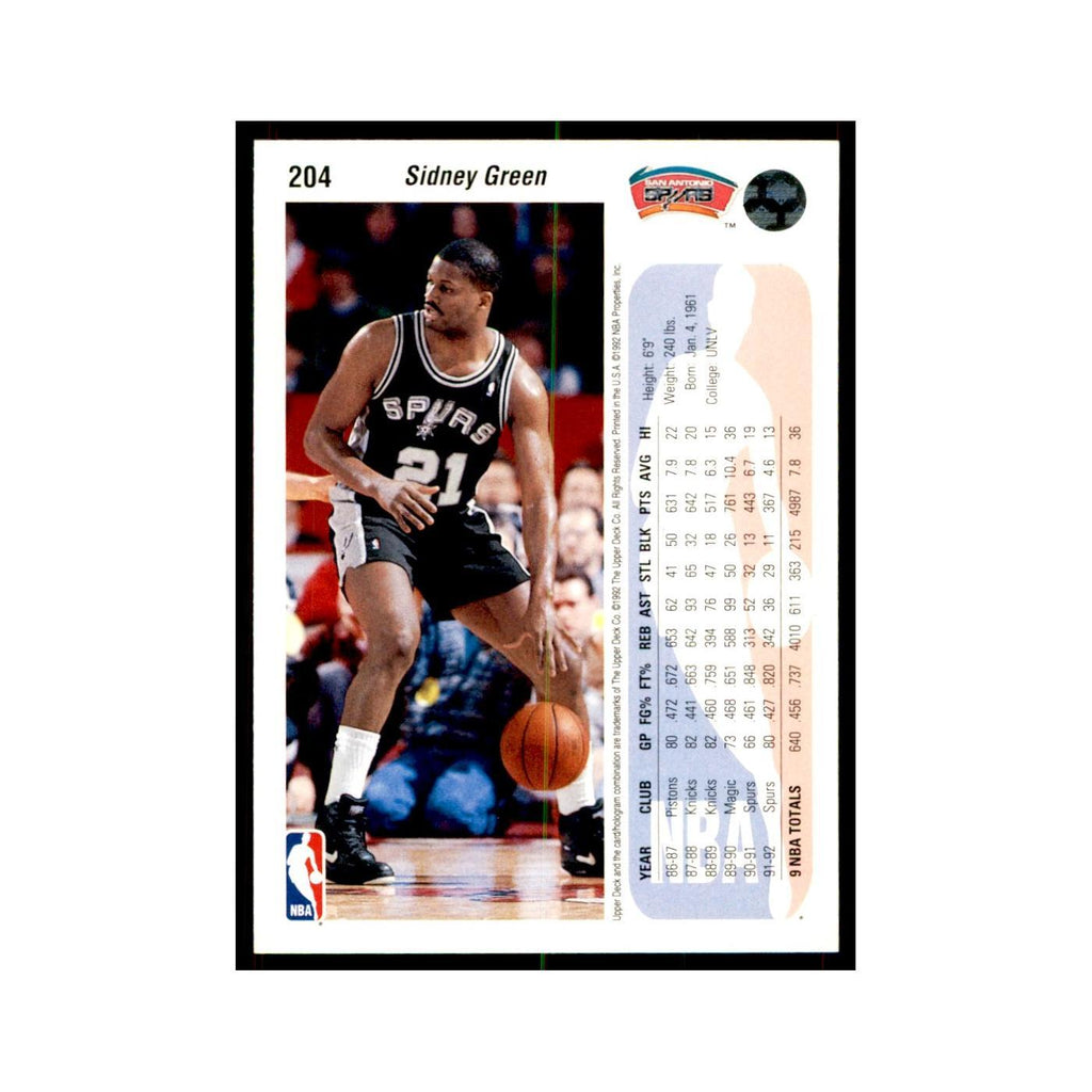 1992 Upper Deck Sidney Green Basketball Cards #204