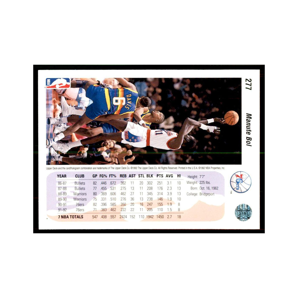 1992 Upper Deck Manute Bol Basketball Cards #277