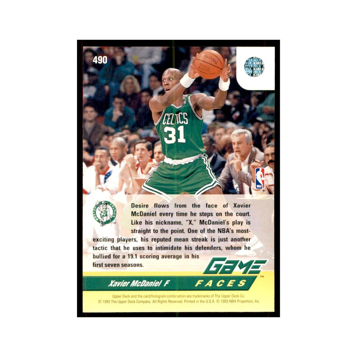 1992 Upper Deck Xavier McDaniel Basketball Cards #490