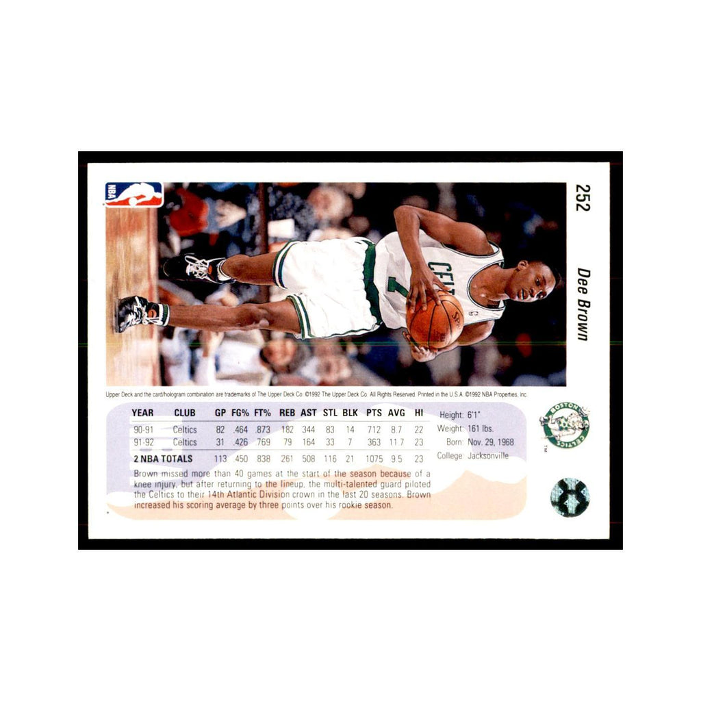 1992 Upper Deck Dee Brown Basketball Cards #252