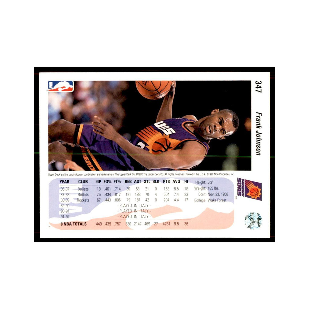 1992 Upper Deck Frank Johnson Basketball Cards #347