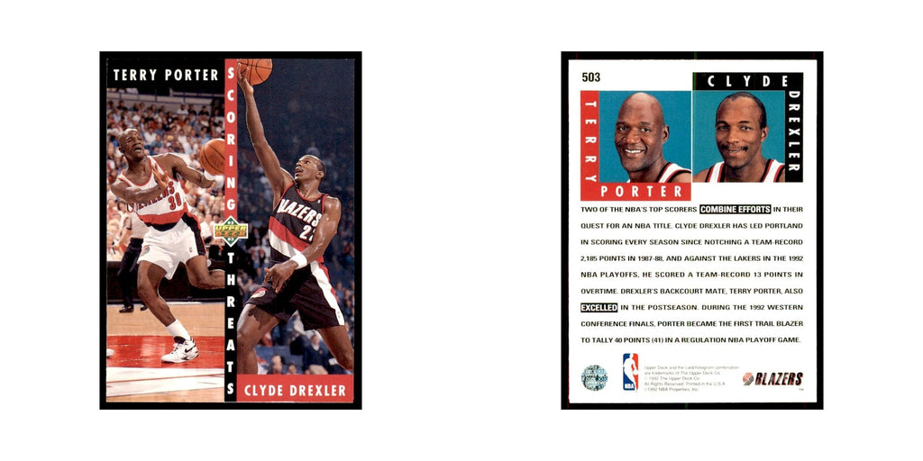 1992 Upper Deck Terry Porter/Clyde Drexler Basketball Cards #503