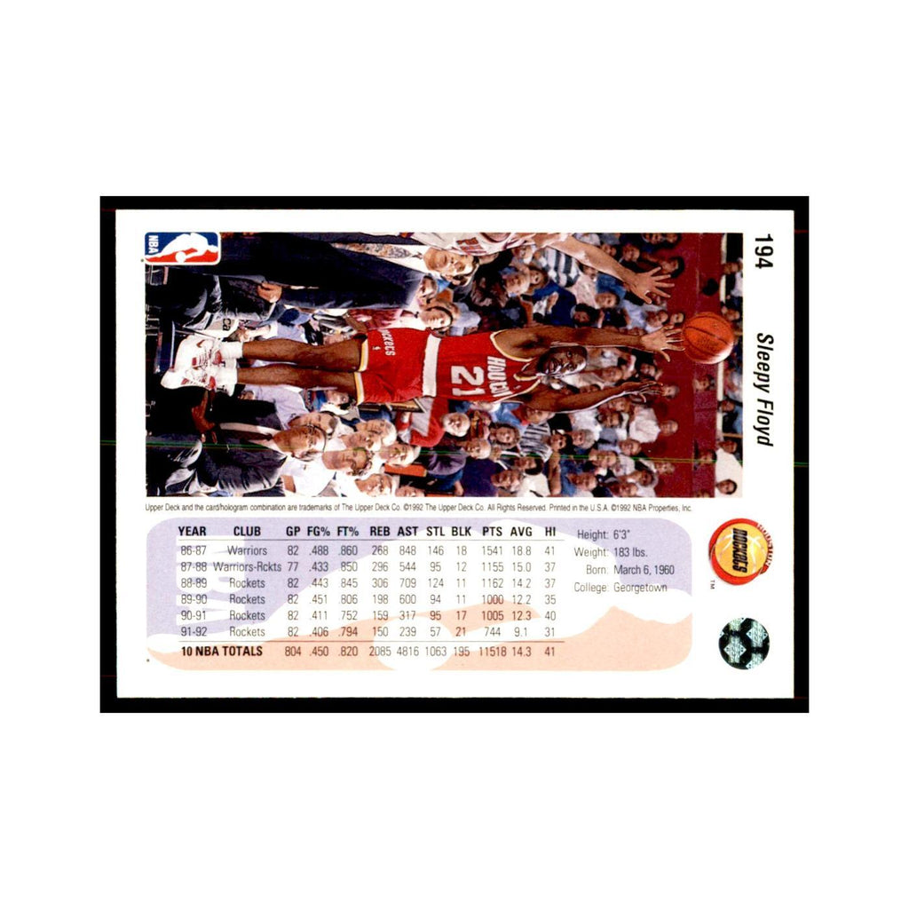 1992 Upper Deck Sleepy Floyd Basketball Cards #194