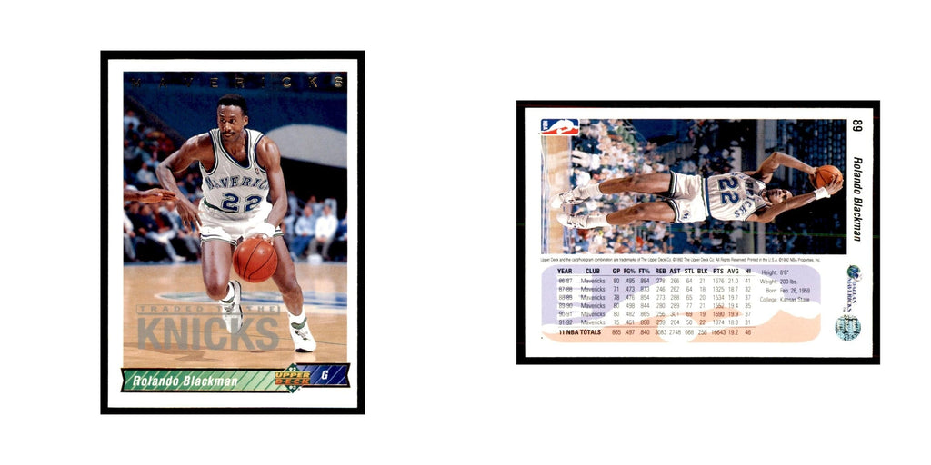 1992 Upper Deck Rolando Blackman Basketball Cards #89
