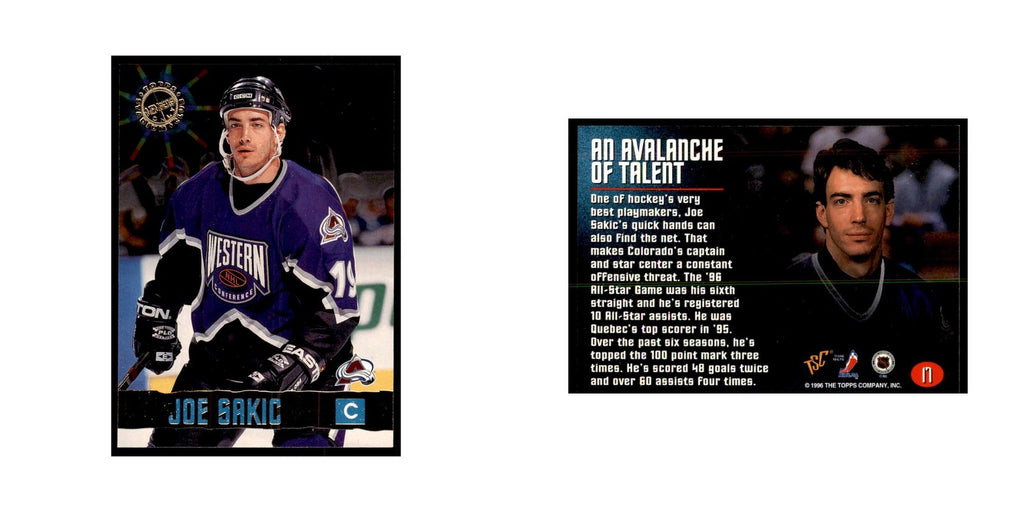 1996 Stadium Club Members Only Joe Sakic Hockey Cards #17