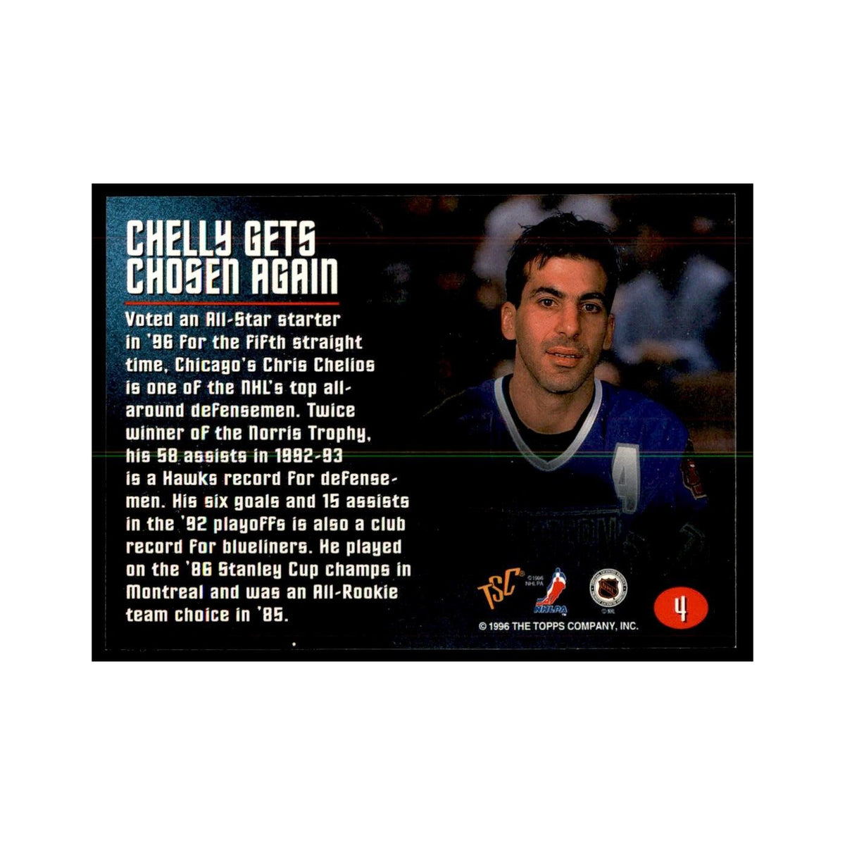 1996 Stadium Club Members Only Chris Chelios Hockey Cards #4