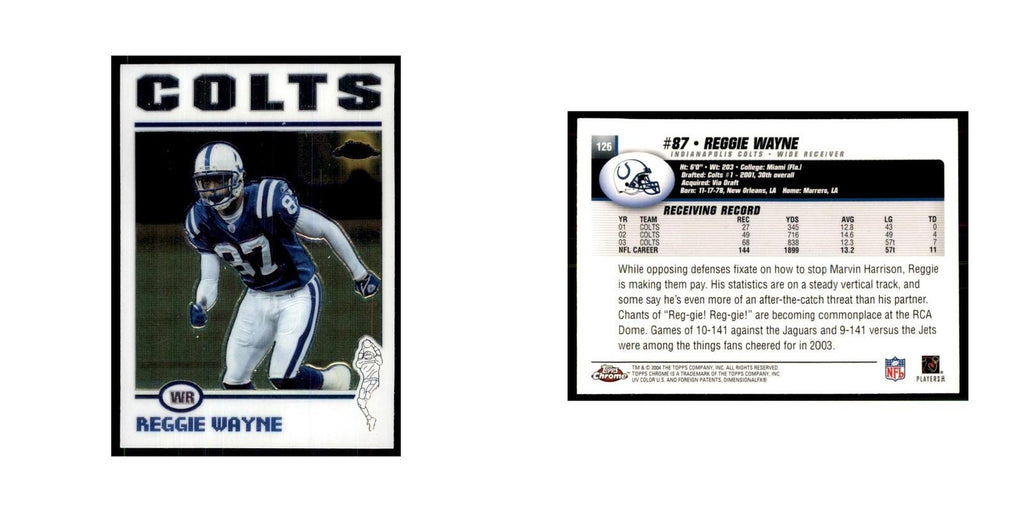 2004 Topps Chrome Reggie Wayne Football Cards #126