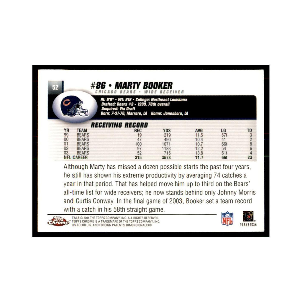 2004 Topps Chrome Marty Booker Football Cards #52