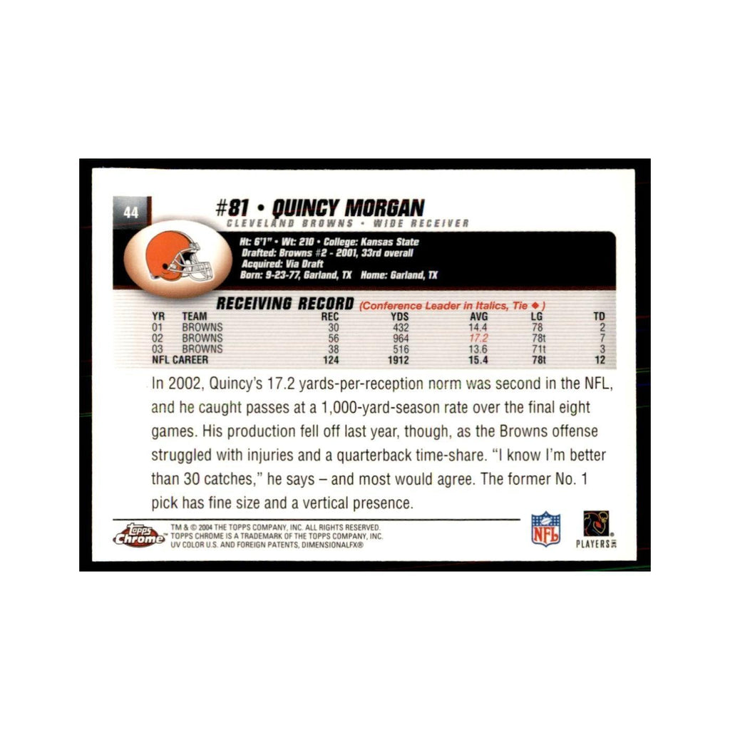 2004 Topps Chrome Quincy Morgan Football Cards #44