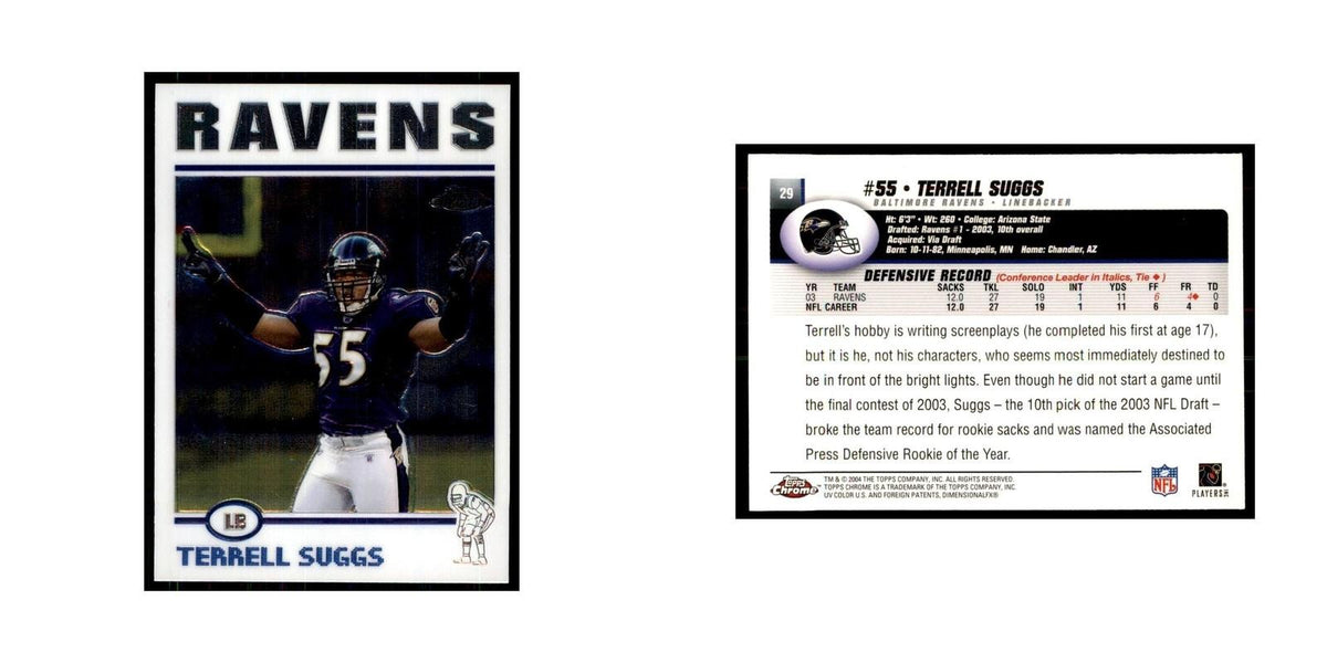 2004 Topps Chrome Terrell Suggs Football Cards #29