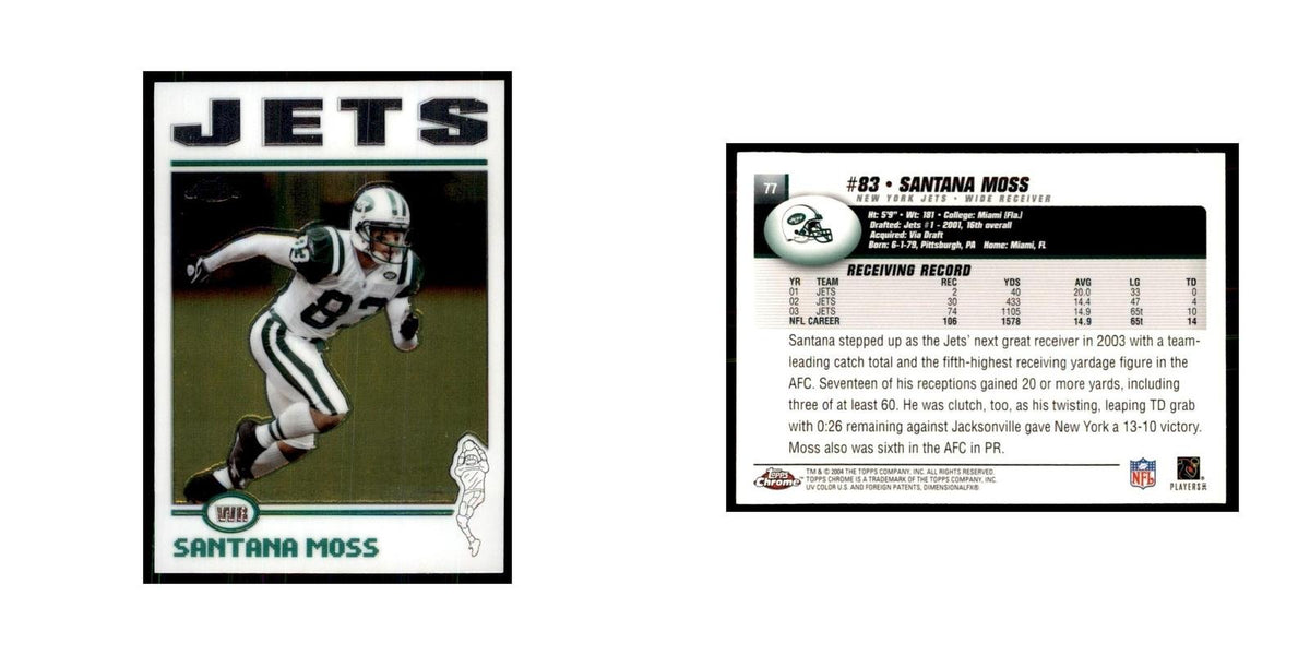 2004 Topps Chrome Santana Moss Football Cards #77