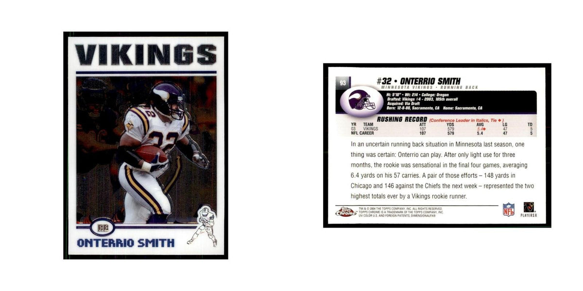 2004 Topps Chrome Onterrio Smith Football Cards #93