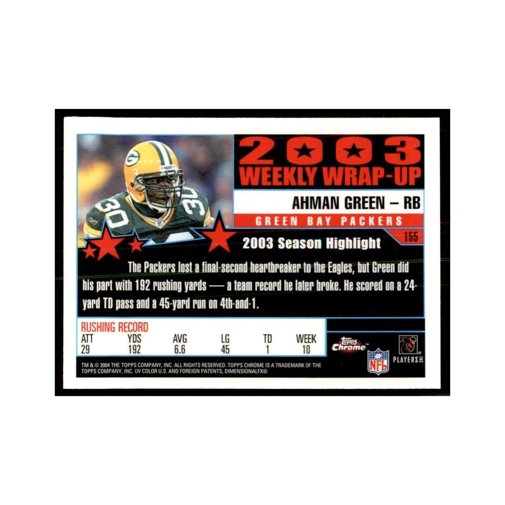 2004 Topps Chrome Ahman Green Football Cards #155