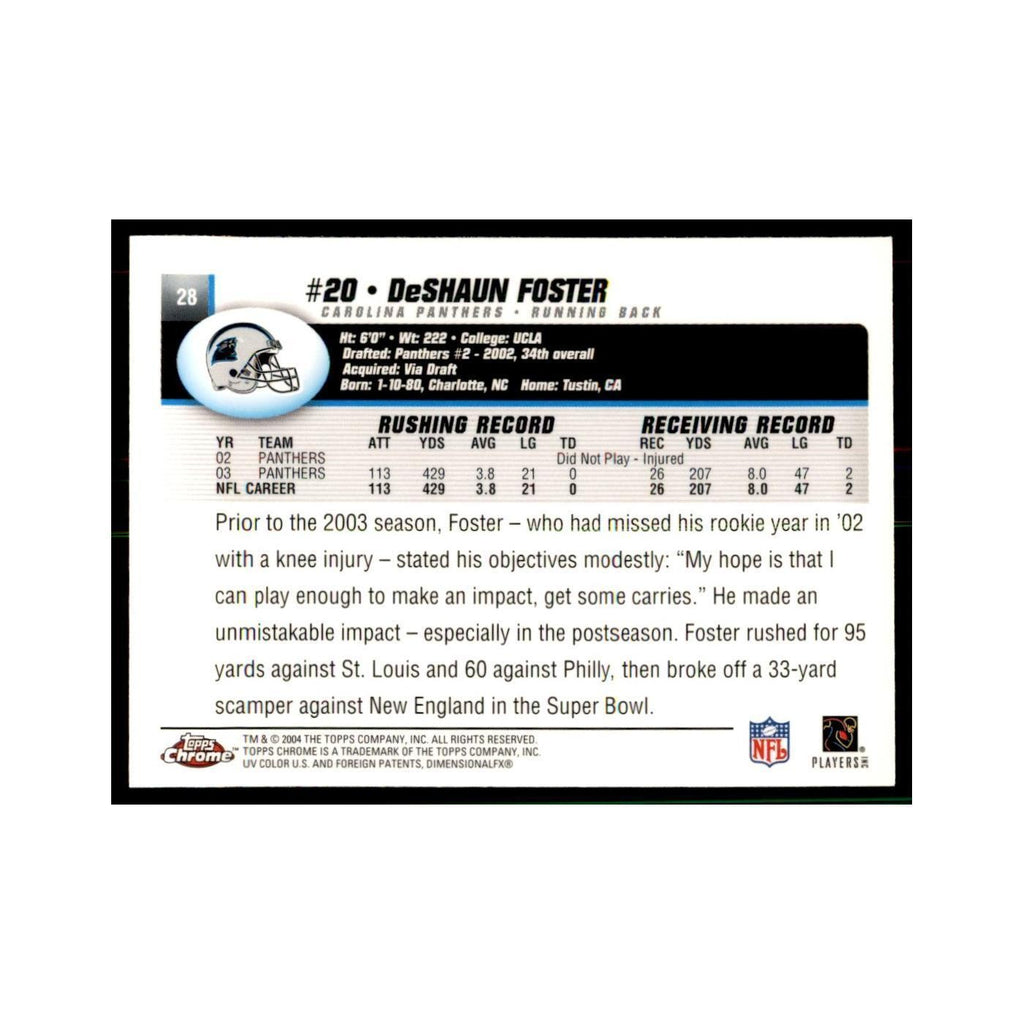 2004 Topps Chrome DeShaun Foster Football Cards #28