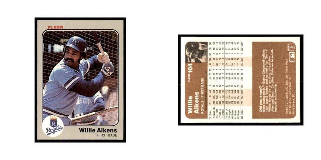 1983 Fleer Willie Aikens Royals #104