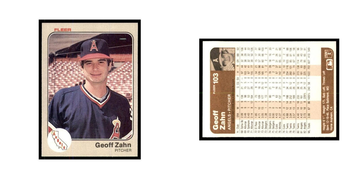 1983 Fleer Geoff Zahn Angels #103