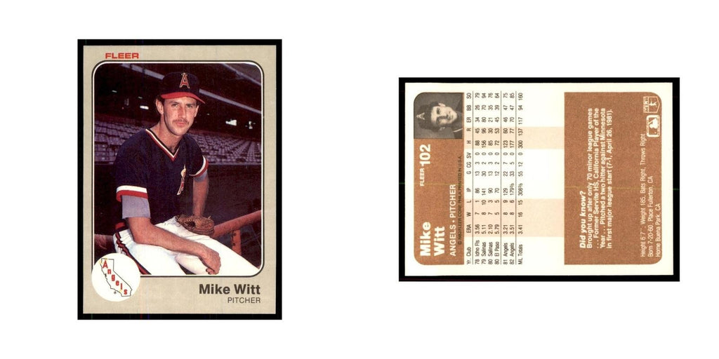 1983 Fleer Mike Witt Angels #102