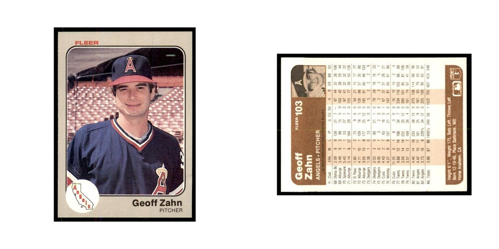 1983 Fleer Geoff Zahn Angels #103