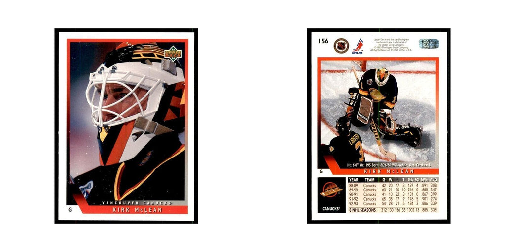 1993 Upper Deck Kirk McLean Hockey Cards #156