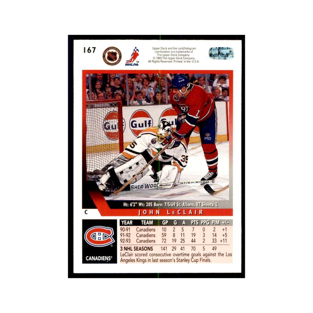 1993 Upper Deck John LeClair Hockey Cards #167