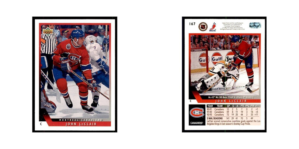 1993 Upper Deck John LeClair Hockey Cards #167
