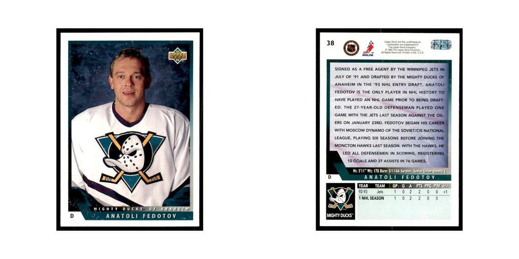 1993 Upper Deck Anatoli Fedotov Hockey Cards #38