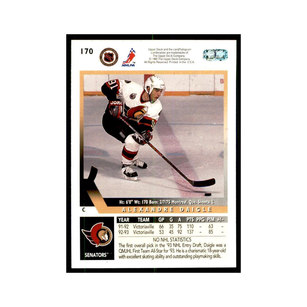 1993 Upper Deck Alexandre Daigle Hockey Cards #170