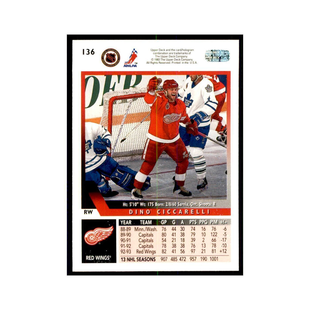 1993 Upper Deck Dino Ciccarelli Hockey Cards #136