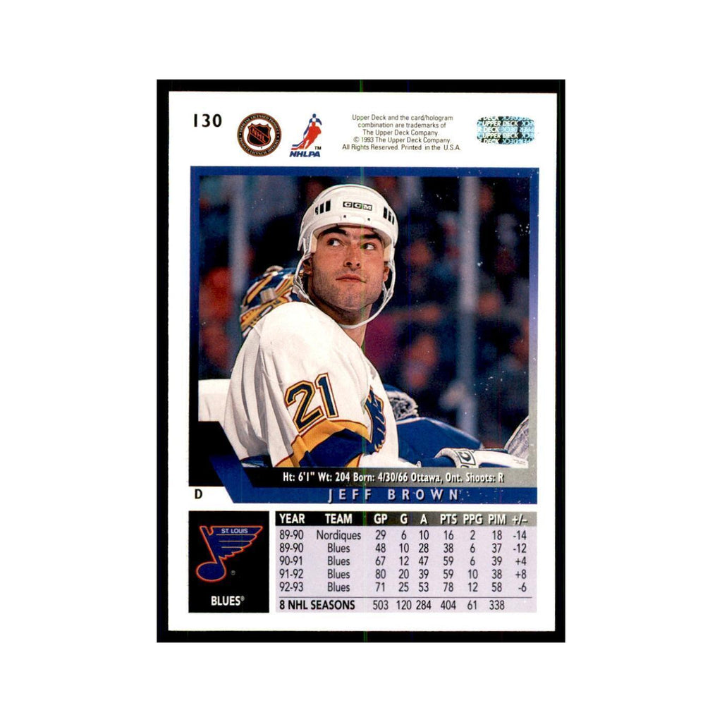 1993 Upper Deck Jeff Brown Hockey Cards #130