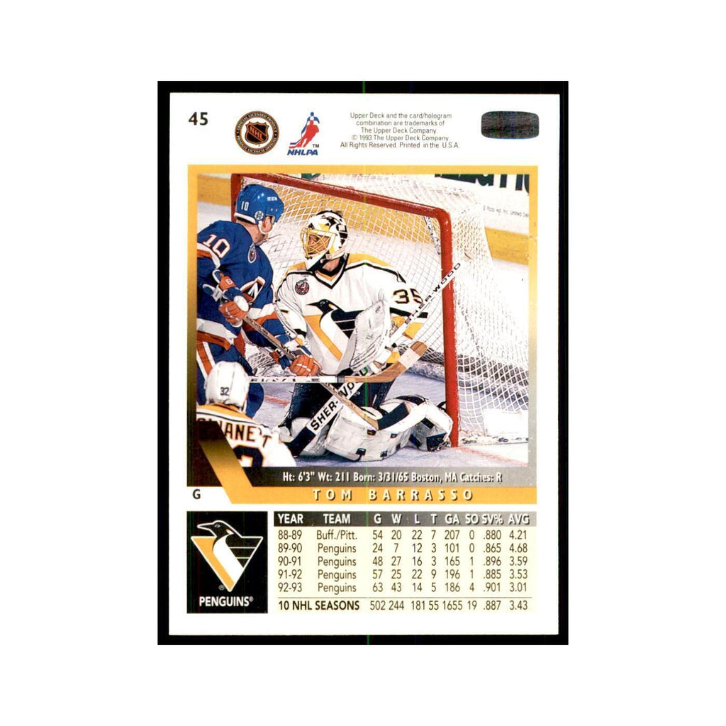 1993 Upper Deck Tom Barrasso Hockey Cards #45