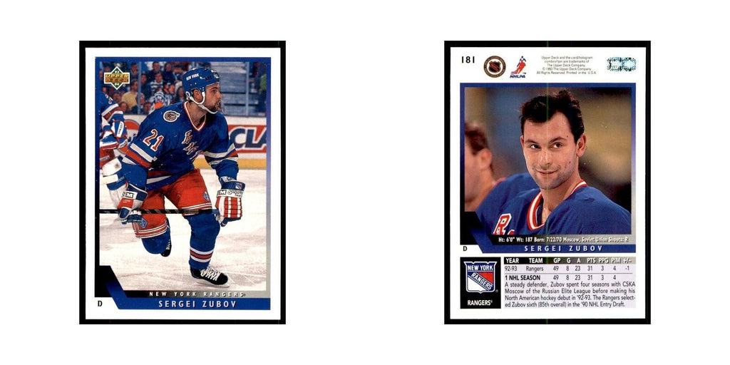 1993 Upper Deck Sergei Zubov Hockey Cards #181