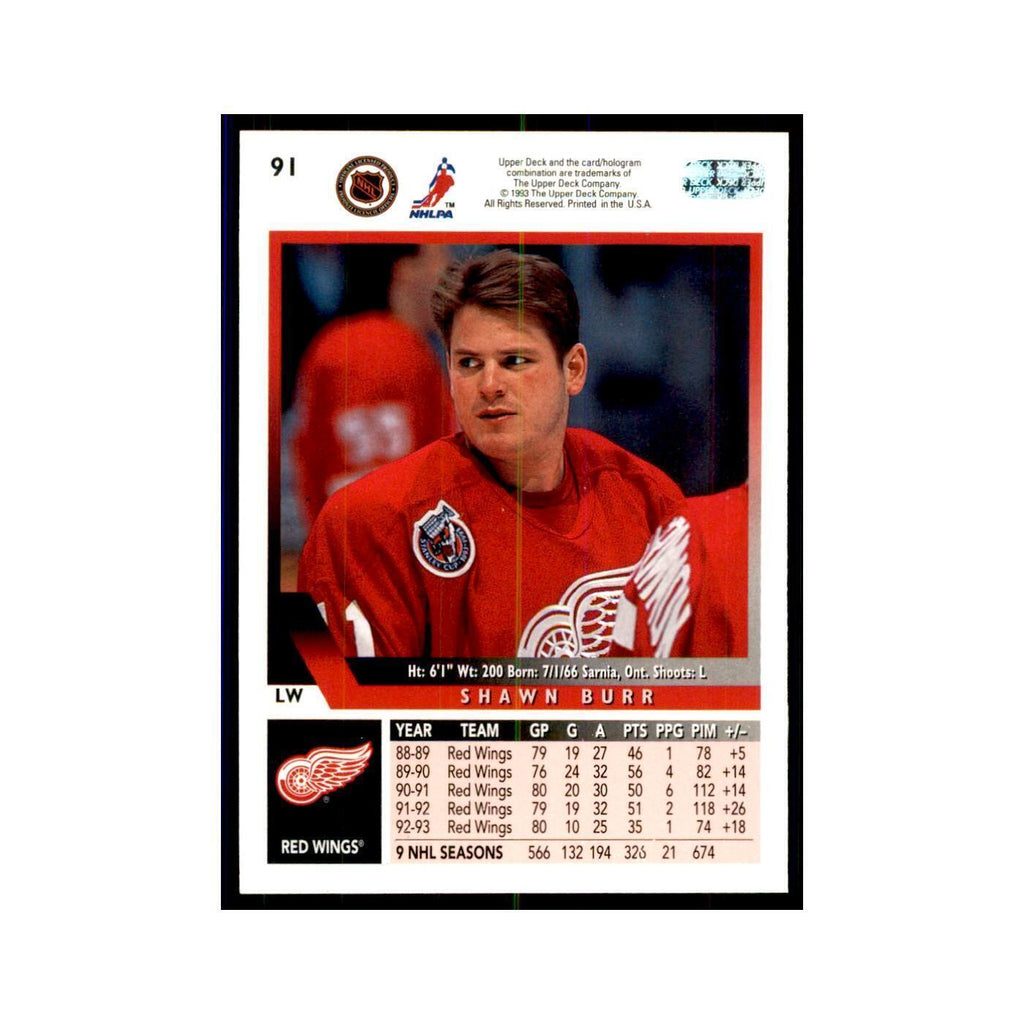 1993 Upper Deck Shawn Burr Hockey Cards #91