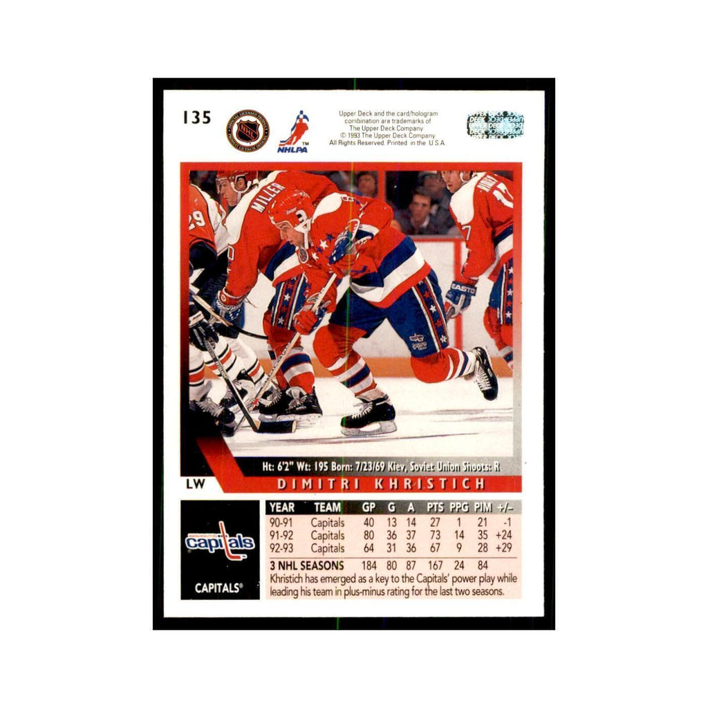 1993 Upper Deck Dmitri Khristich Hockey Cards #135