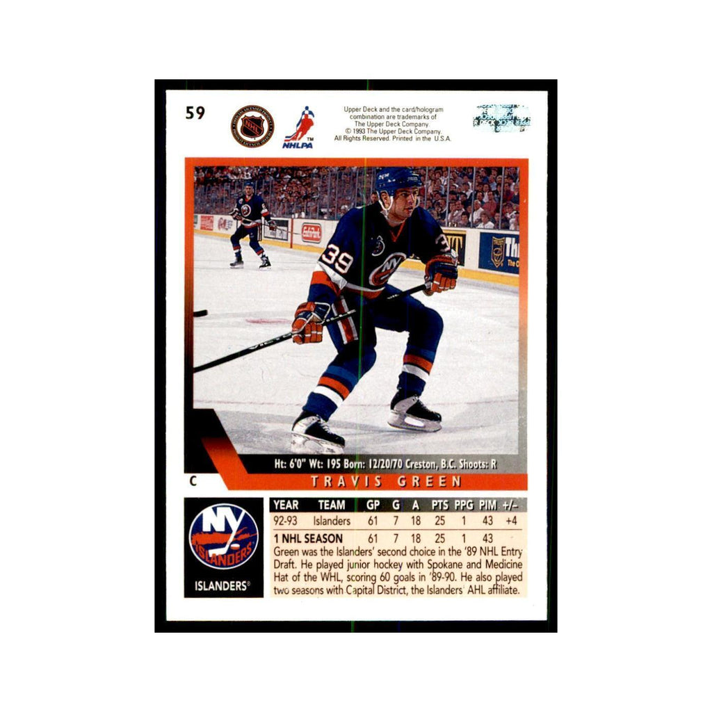 1993 Upper Deck Travis Green Hockey Cards #59
