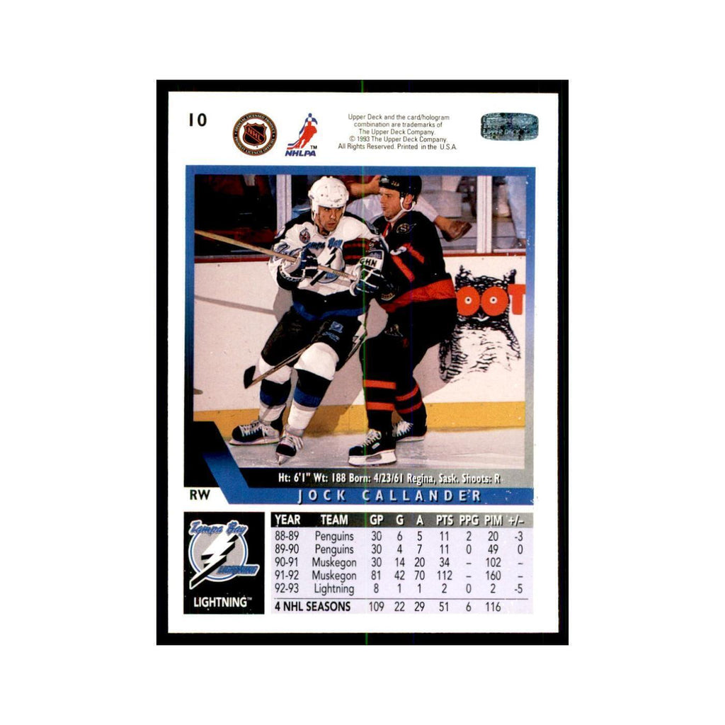 1993 Upper Deck Jock Callander Hockey Cards #10