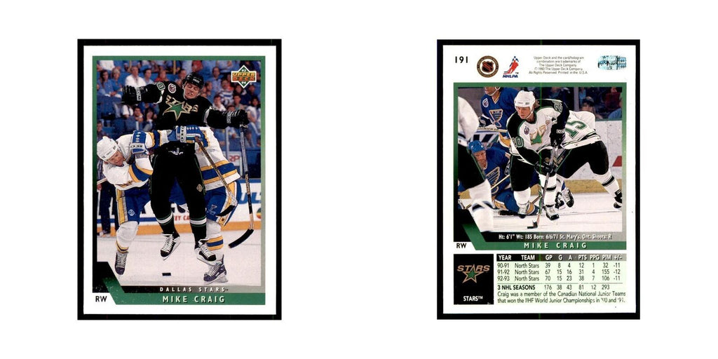 1993 Upper Deck Mike Craig Hockey Cards #191