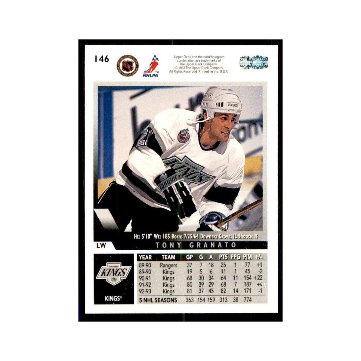 1993 Upper Deck Tony Granato Hockey Cards #146