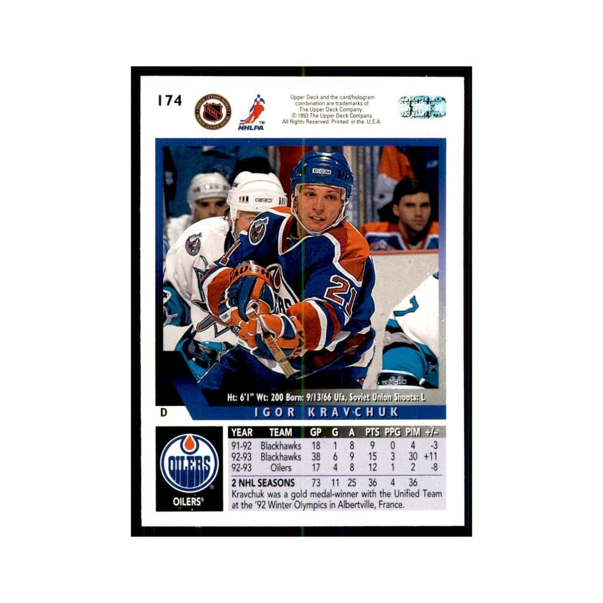 1993 Upper Deck Igor Kravchuk Hockey Cards #174