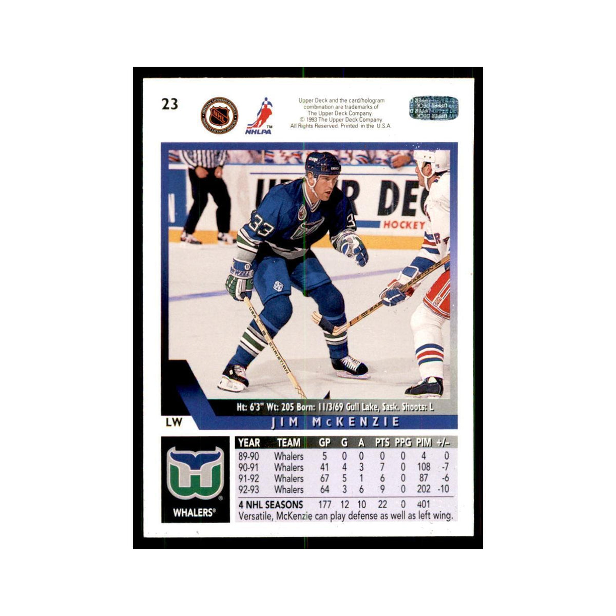 1993 Upper Deck Jim McKenzie Hockey Cards #23