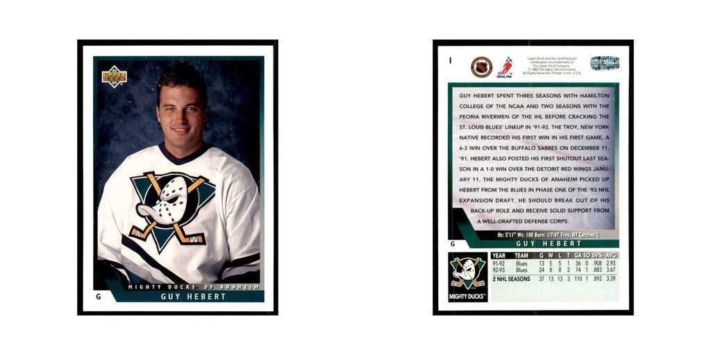 1993 Upper Deck Guy Hebert Hockey Cards #1
