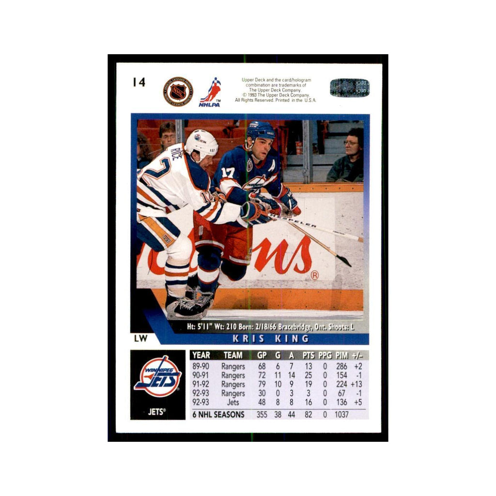 1993 Upper Deck Kris King Hockey Cards #14