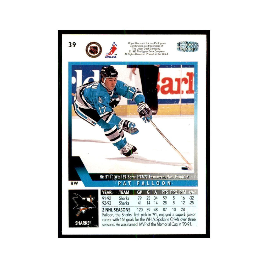1993 Upper Deck Pat Falloon Hockey Cards #39