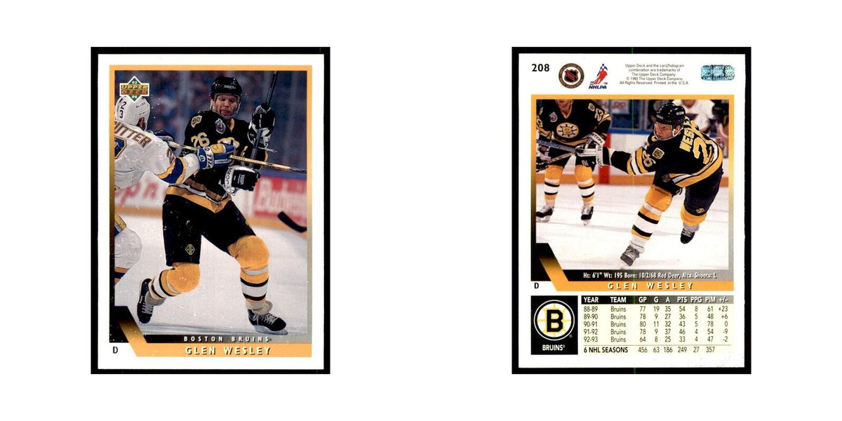 1993 Upper Deck Glen Wesley Hockey Cards #208