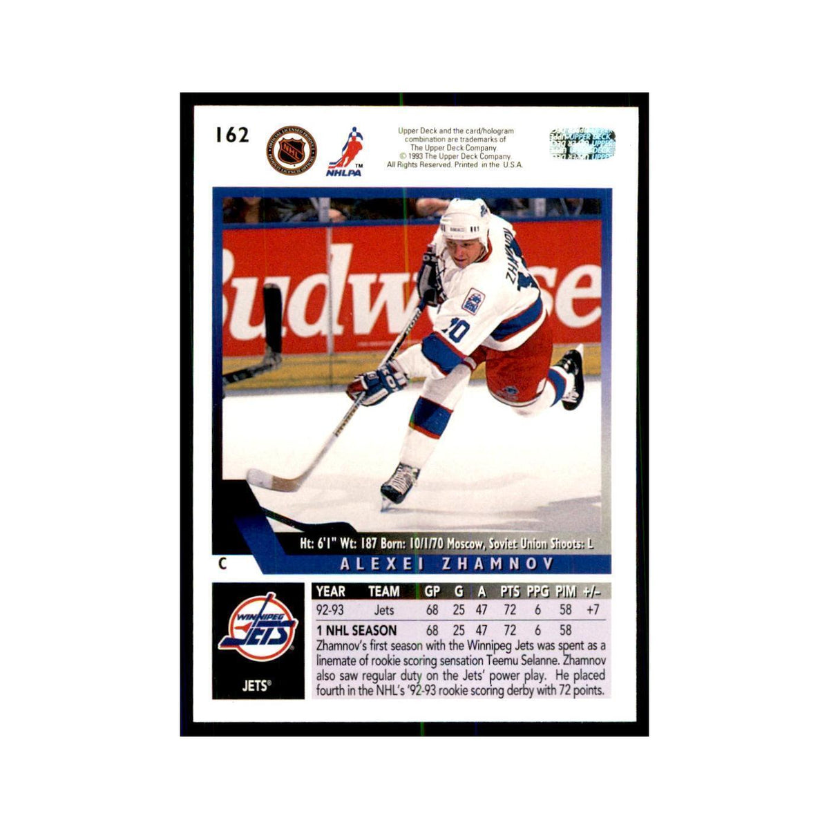 1993 Upper Deck Alexei Zhamnov Hockey Cards #162