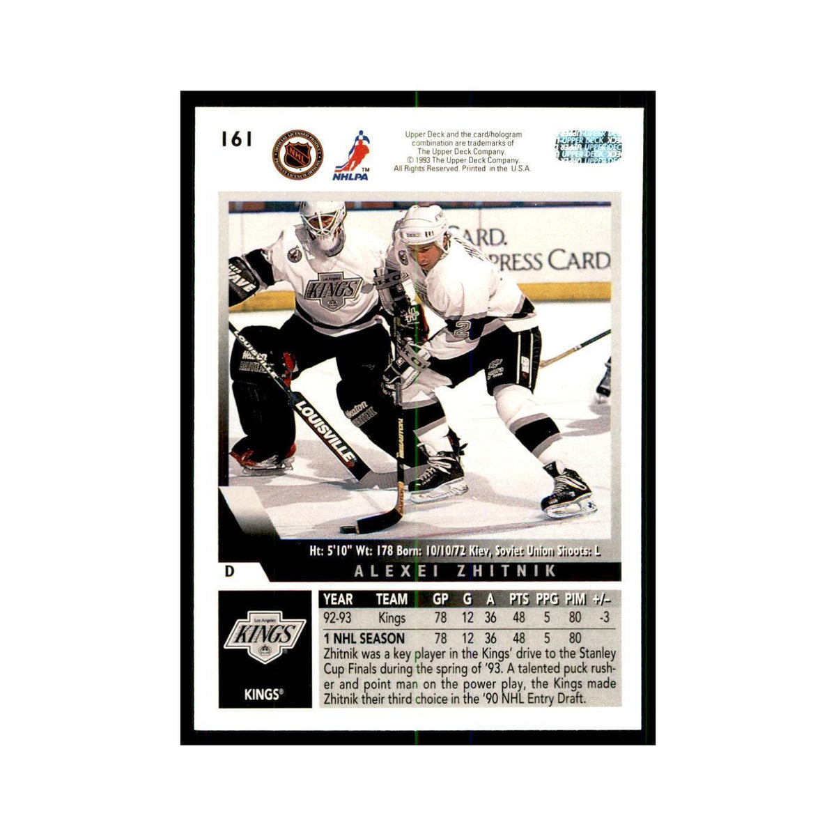 1993 Upper Deck Alexei Zhitnik Hockey Cards #161