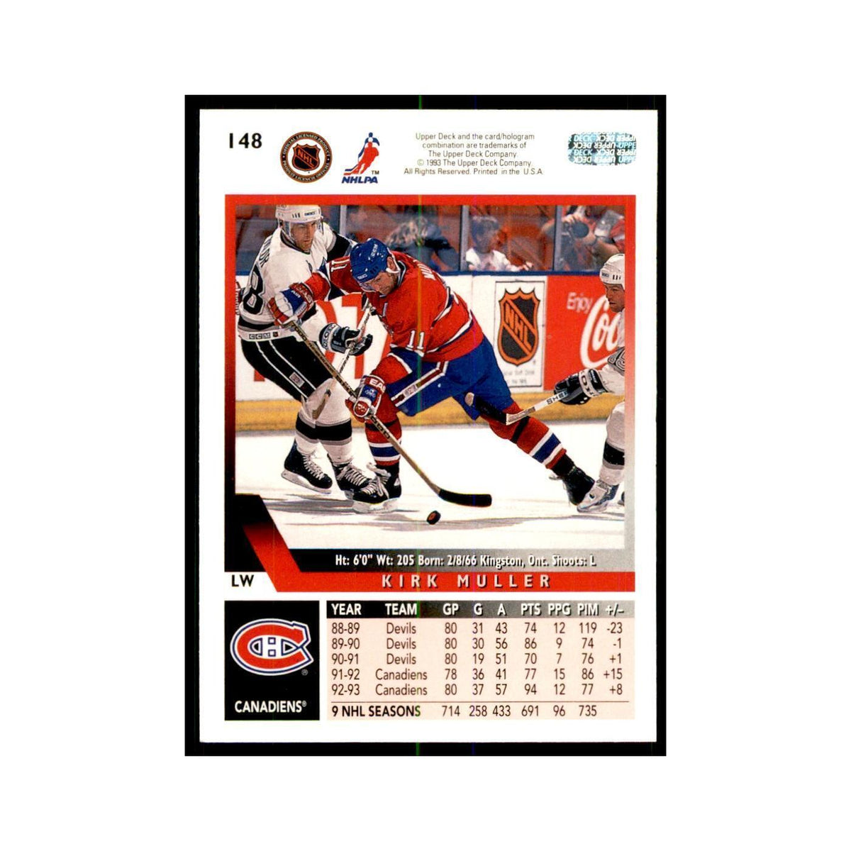 1993 Upper Deck Kirk Muller Hockey Cards #148