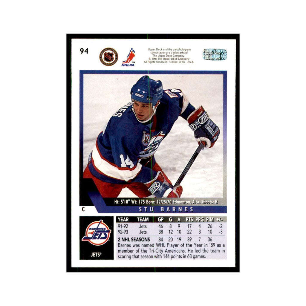 1993 Upper Deck Stu Barnes Hockey Cards #94